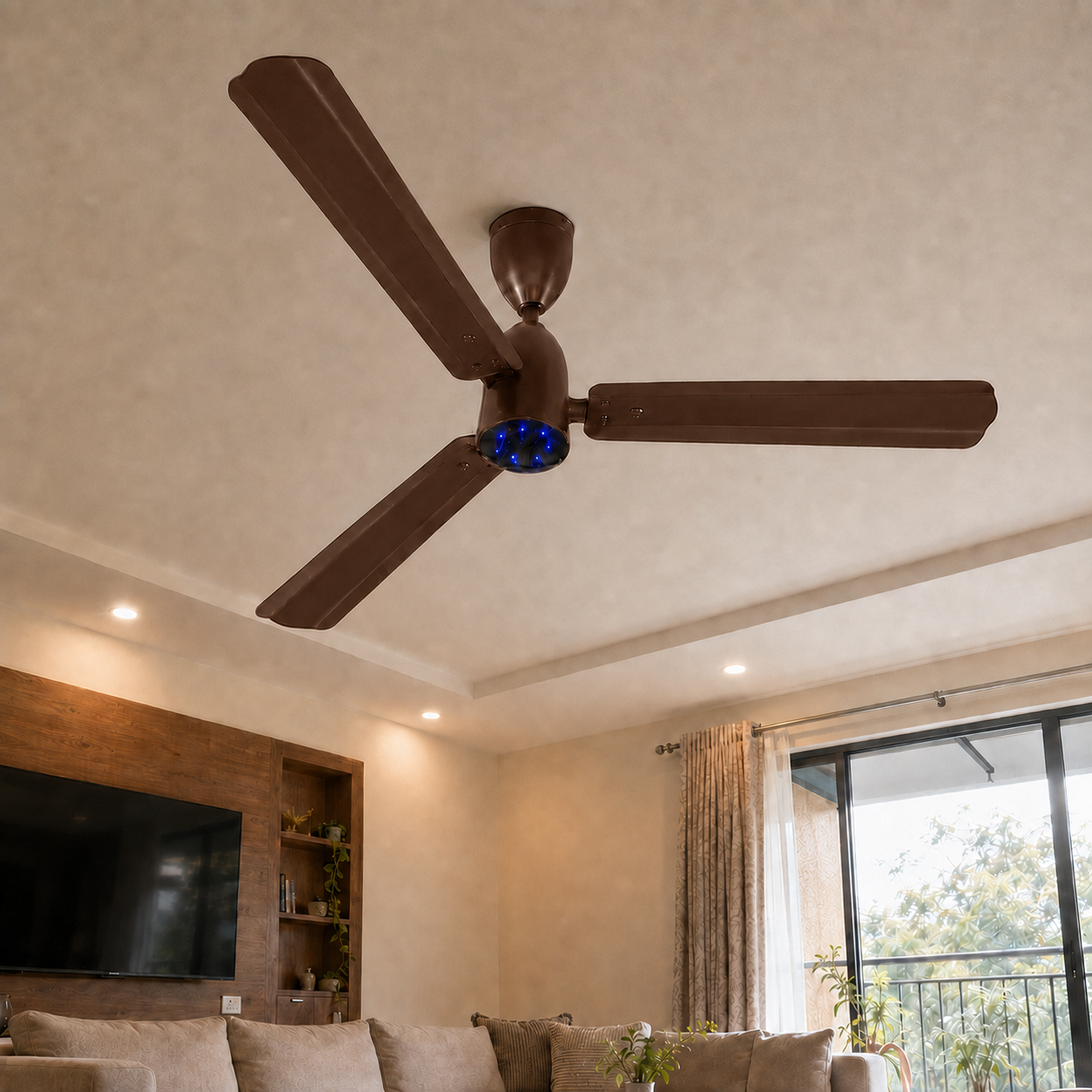 Dewon Froster 1200mm BLDC Ceiling Fan with Blink LED - Rusty Copper Finish | 30W