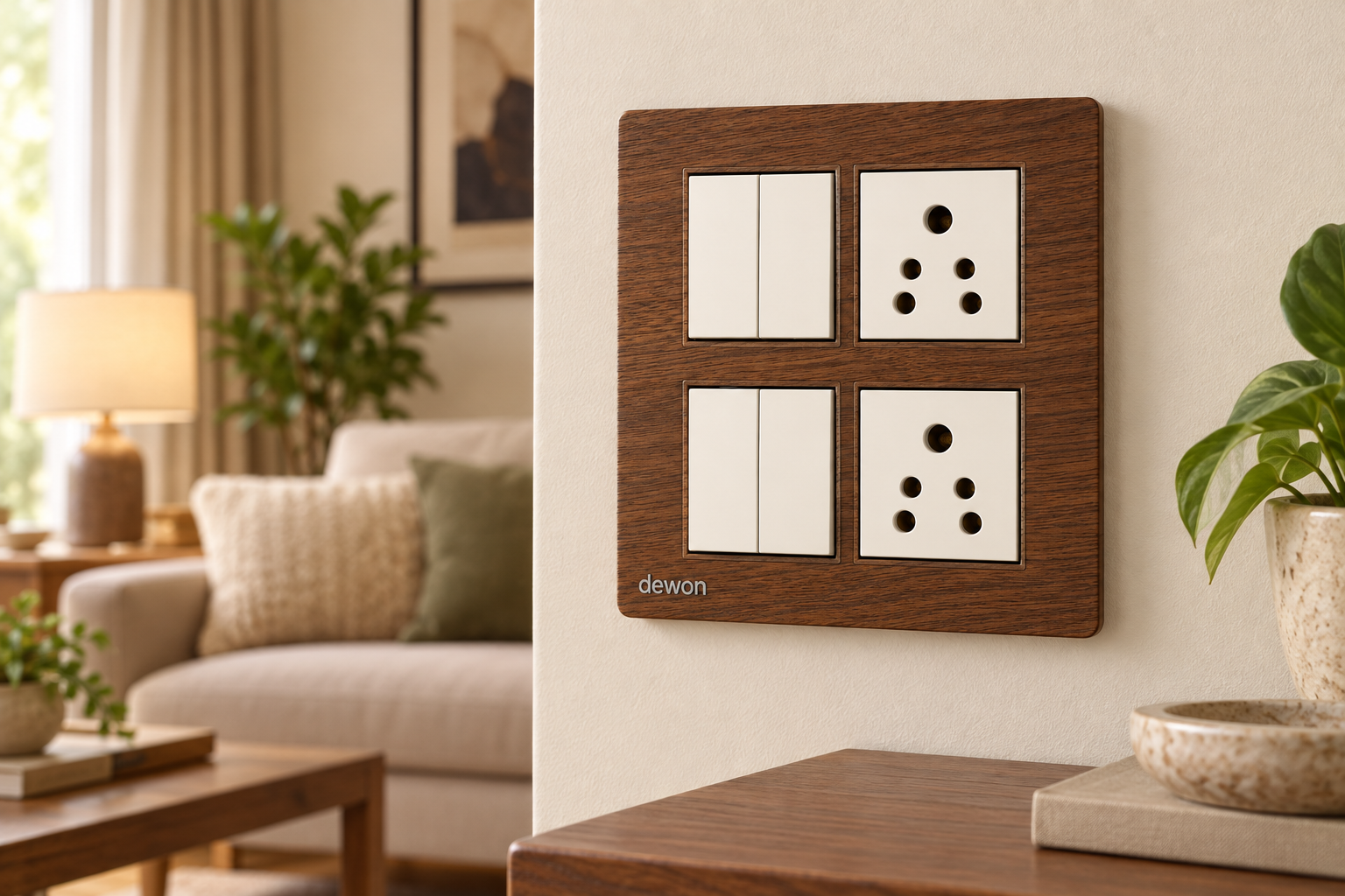 Dewon Electric 8 Module Plate - Wooden